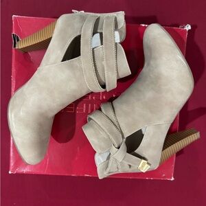 Jennifer Lopez Taupe Cutout Strappy High Heel Ankle Boots